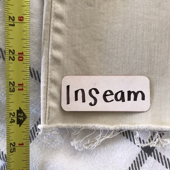 OAT New York Beige Neutral Mid Rise Wide Leg Cropped Frayed Denim Jeans - 4 27 - Picture 7 of 9